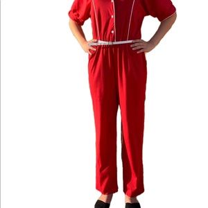 Vintage 1970s JcPenny Fashions Red Jumpsuit Romper